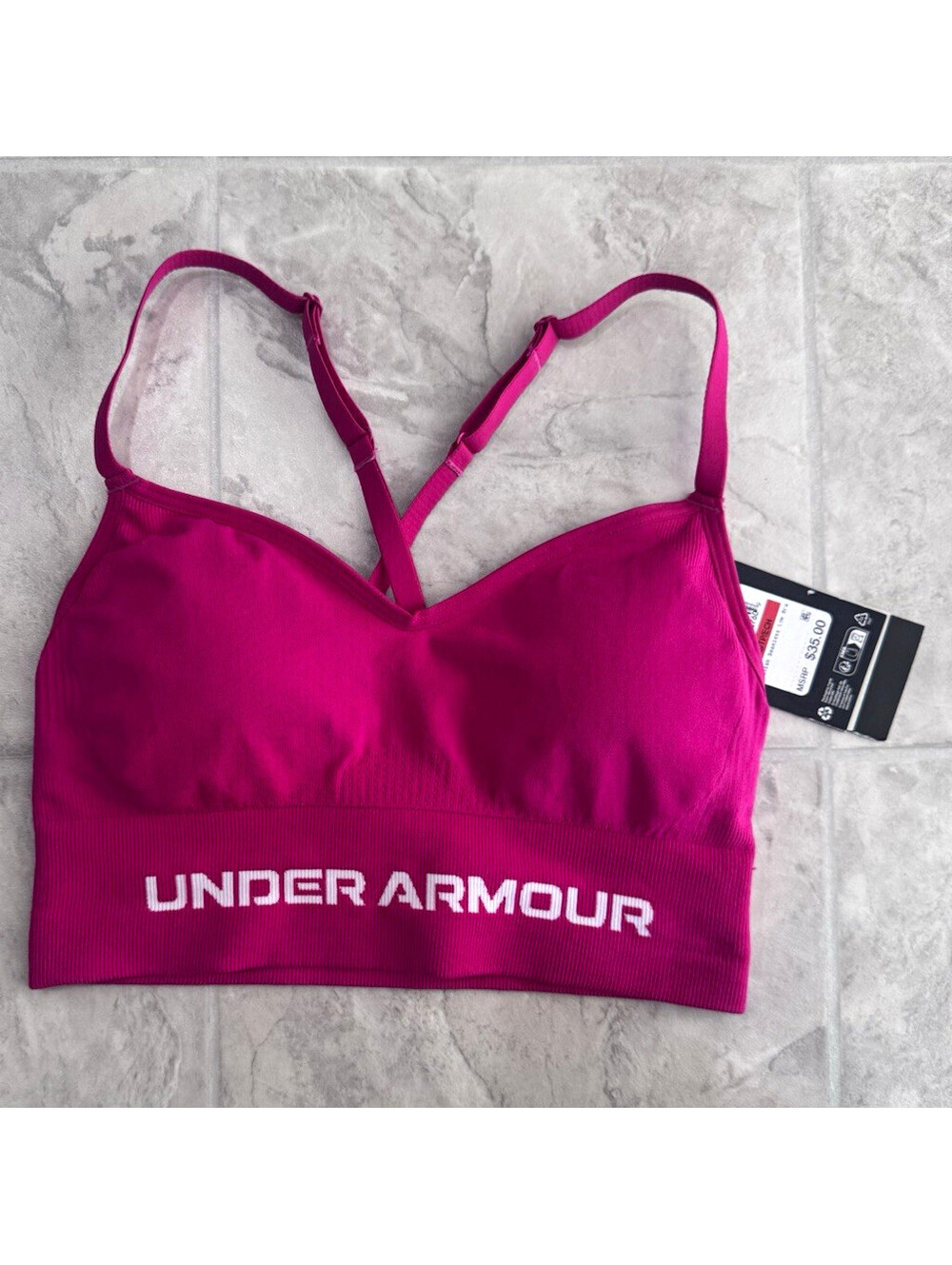 Under Armour Women’s Pink Crossback Vanish Seamless Bra Top size XS